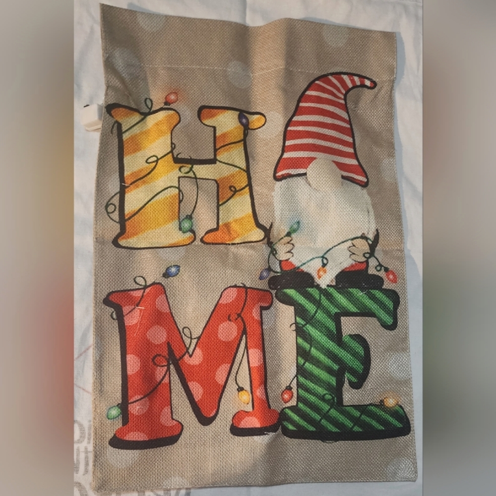 Christmas Gnome Light Up garden flag
